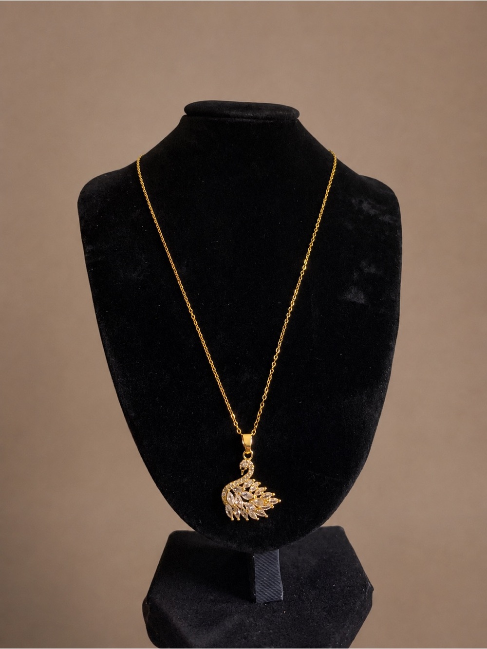 Gold Tone Swan Pendant Necklace - Women Jewelry